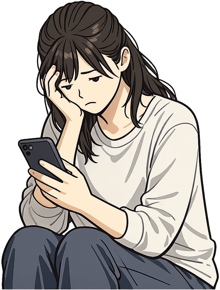 具合が悪くスマホで連絡している人