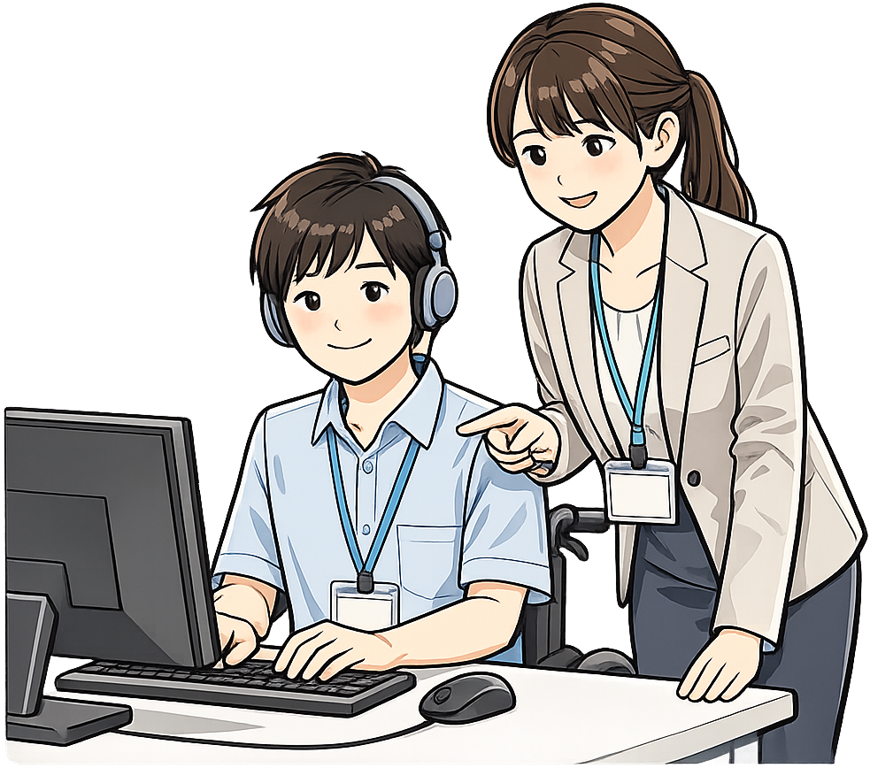 サポートを受けて働いている障害者