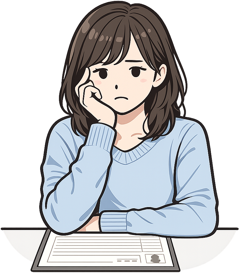 書類の記入に悩んでいる人