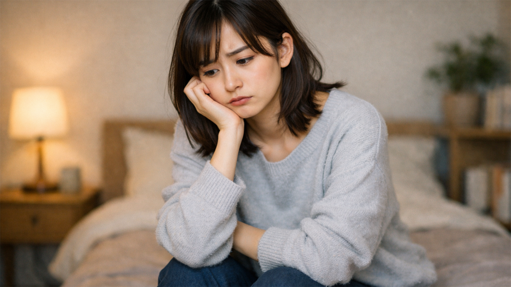 不安そうに結果を待っている女性