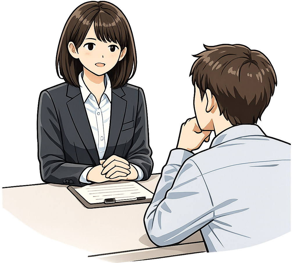 個別の面談をしている人