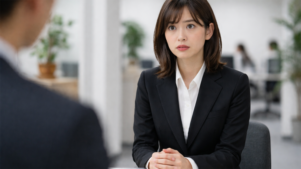 面接で緊張している人