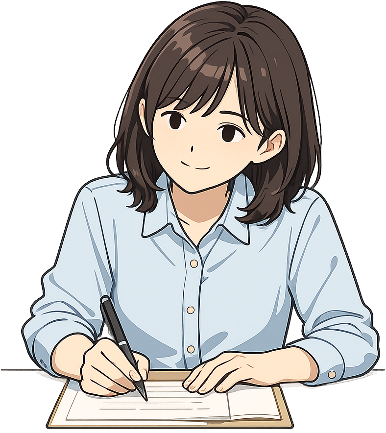 書類に記入している人