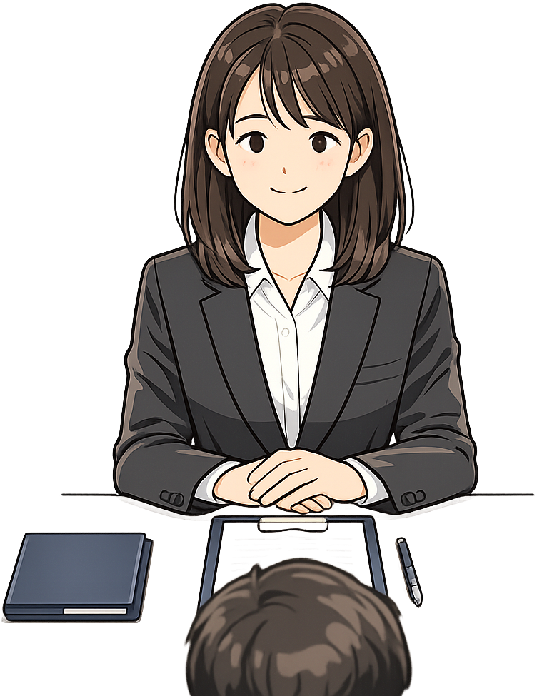 採用面接を受けている人