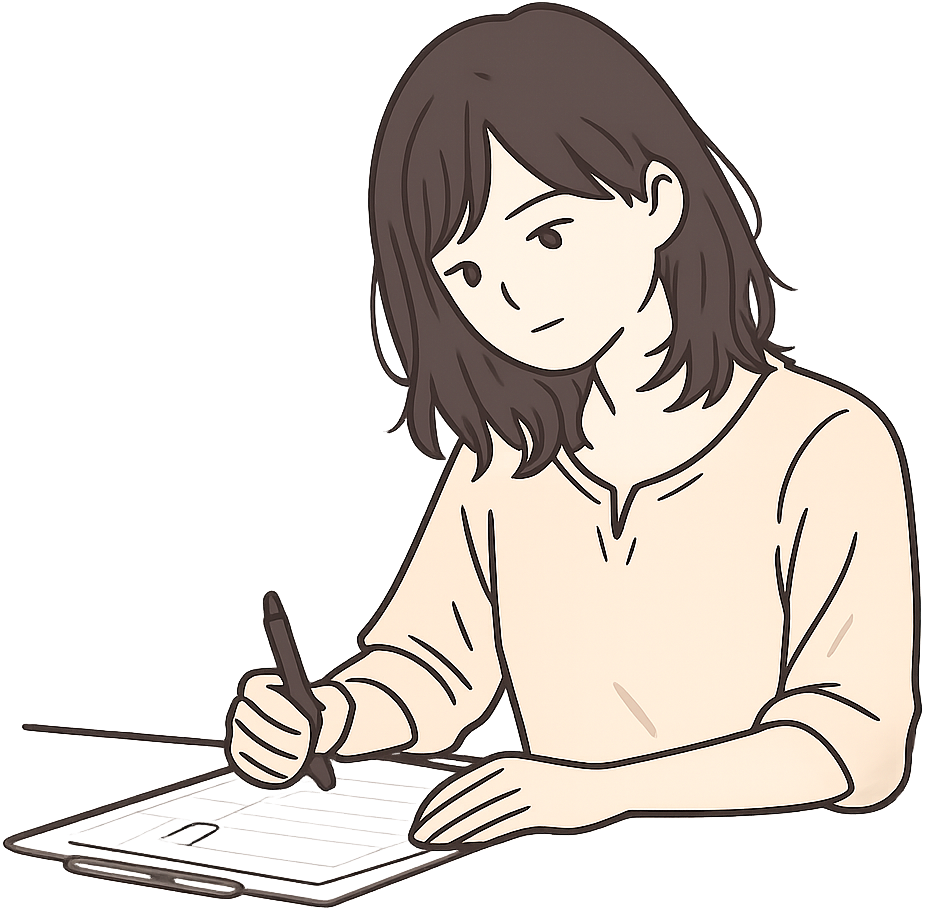 履歴書を書いている人