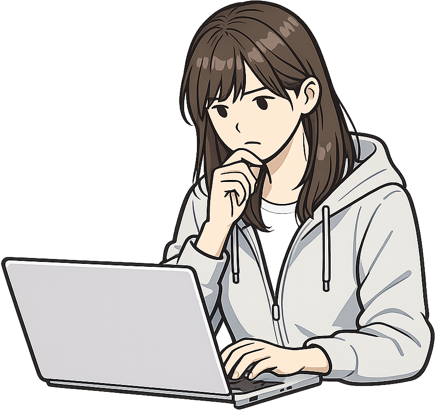 ラップトップで調べ物をしている人