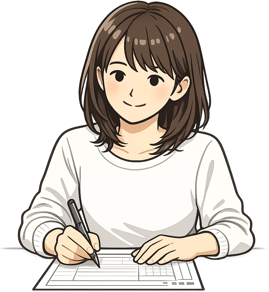 履歴書を書いている人