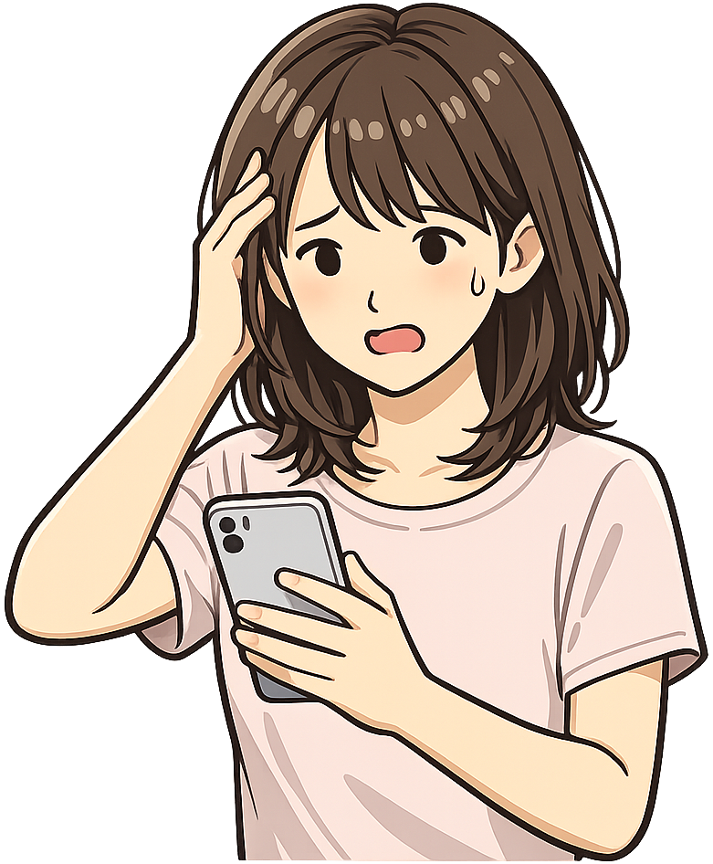 スマホを見て焦っている人