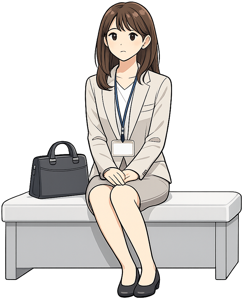 面接の待合室にいる女性