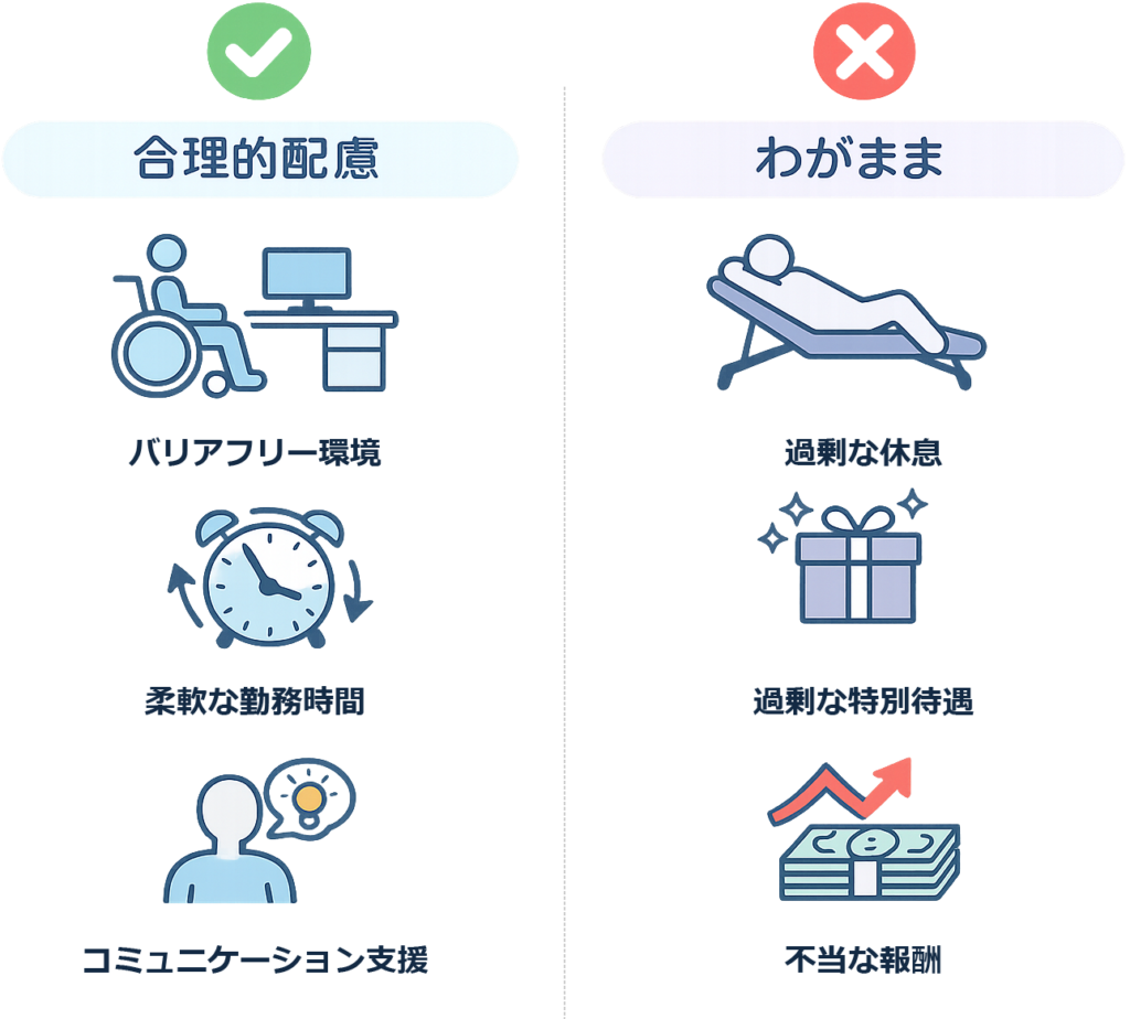 合理的配慮とわがままの違い例