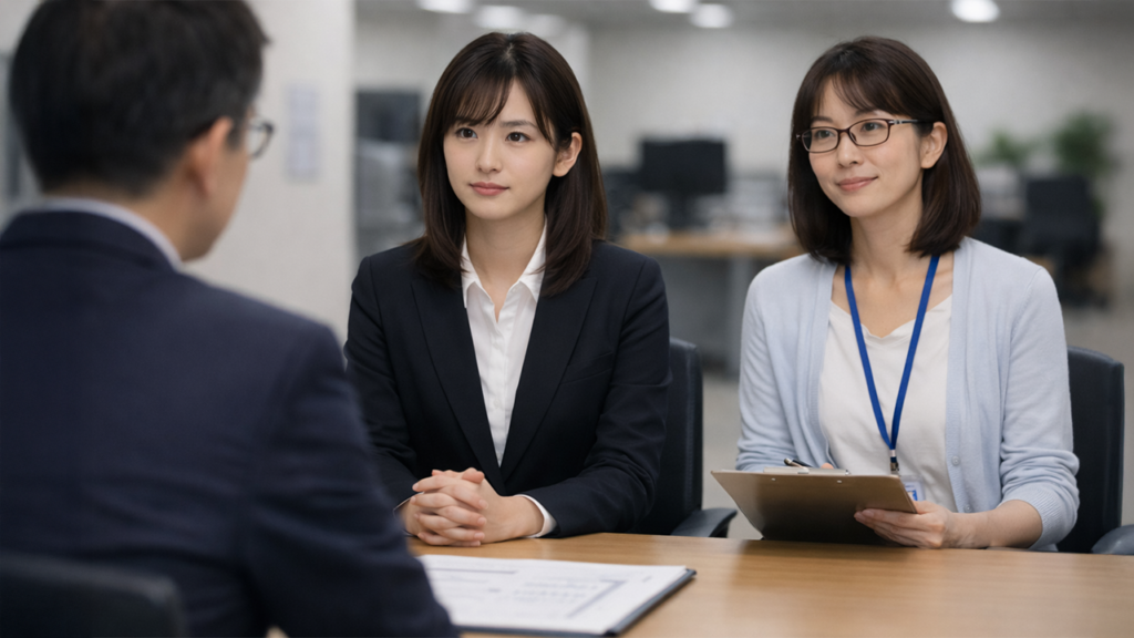 支援者が同席している面接