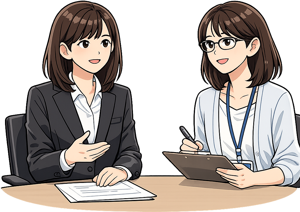 面接の打ち合わせをしている応募者