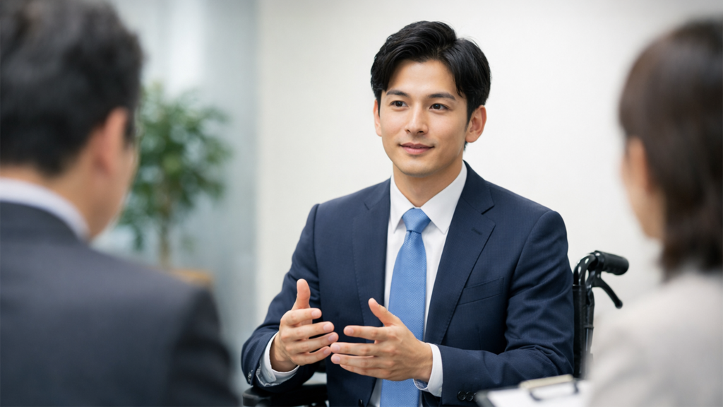 障害者雇用の面接を受けている人