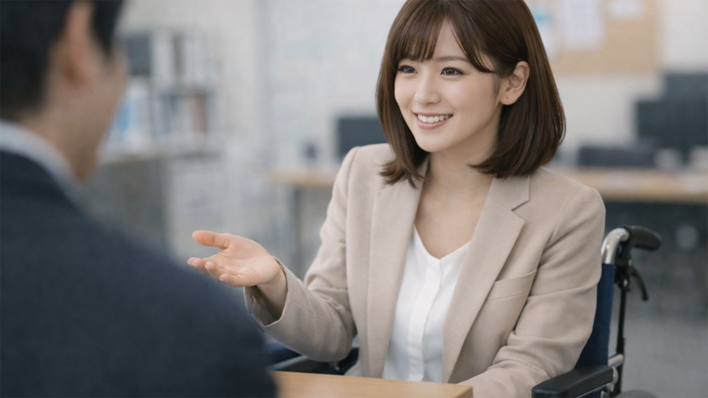 障害者雇用配慮事項の書き方を聞いている人