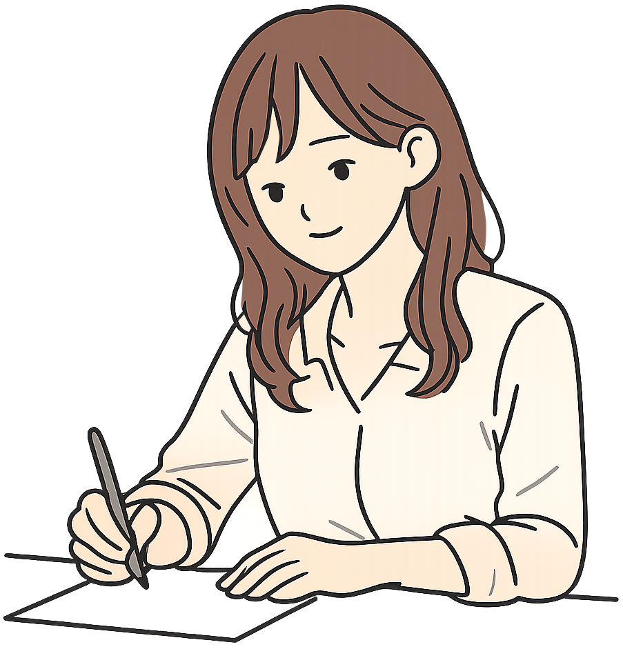 書類に記入している女性