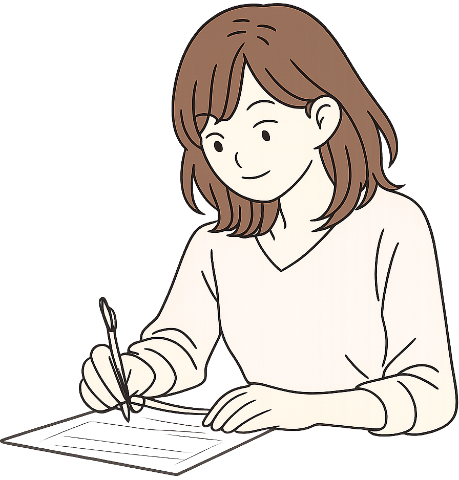 書類に記入している女性