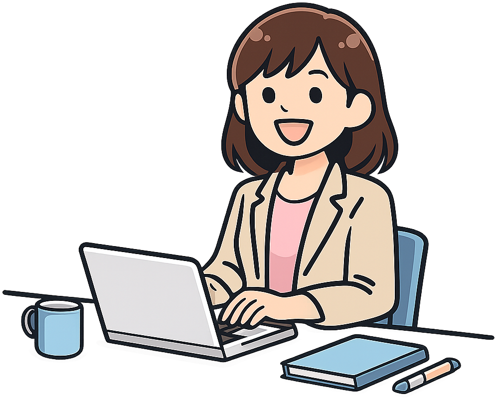 笑顔で仕事をしている女性