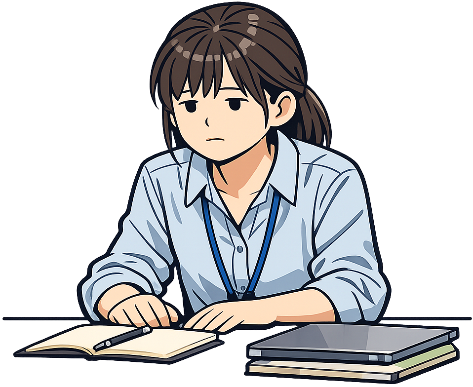 デスクで放心している女性