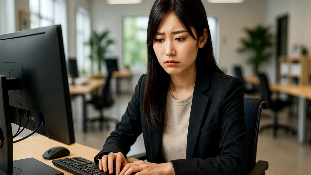 つらいと感じながら仕事をしている女性