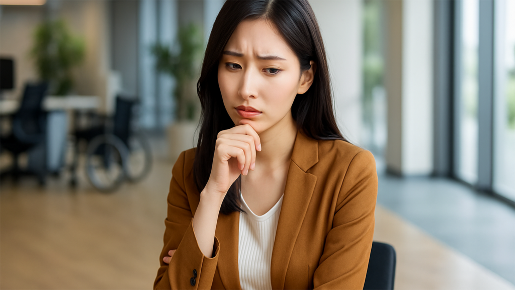 仕事で悩んでいる女性