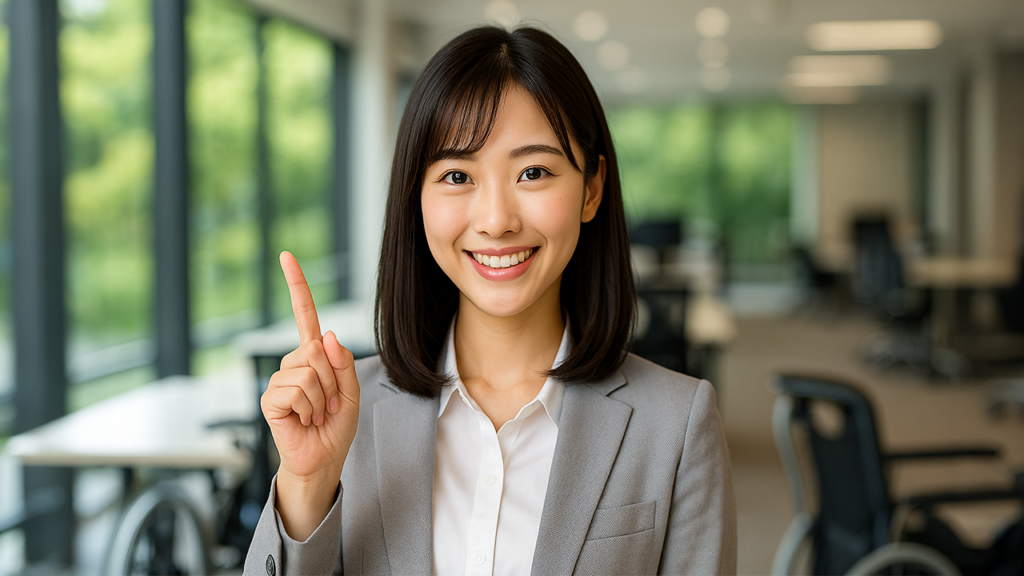 明るい表情の女性