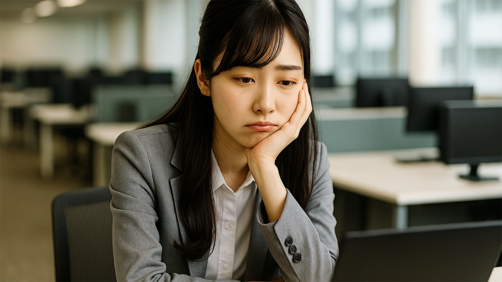 職場で退屈そうにしている女性