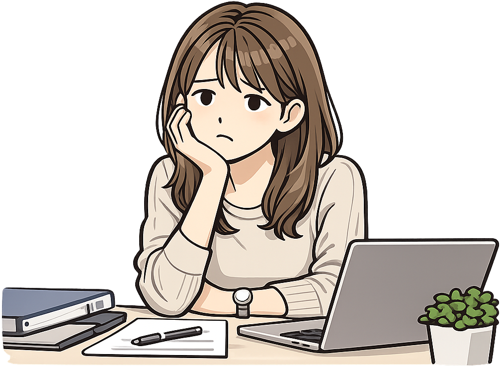 デスクで退屈そうにしている人